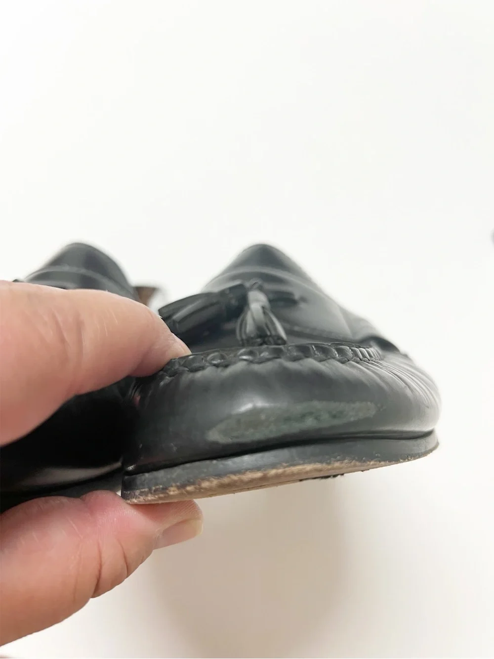 Johnston & Murphy Mens Polished Black Leather Tassel Hayes Loafers Size 10M